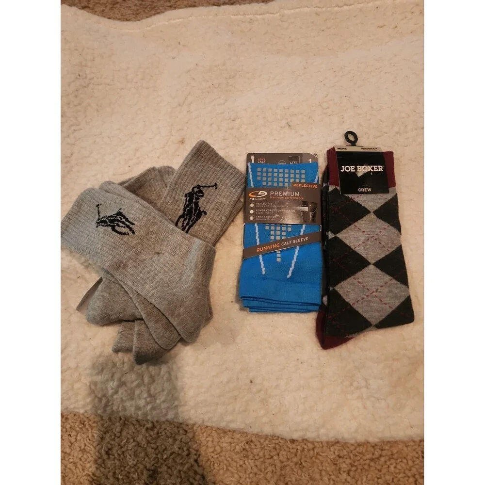 Mens Socks Lot 5 Pairs NWT Polo Ralph Lauren Joe Boxer Crew C9 Champion L XL